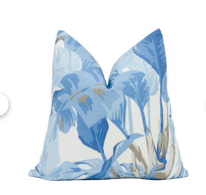Spa Blue – Exotic Tropical Jungle Leaf Cushion Cover Handmade Throw Pillow